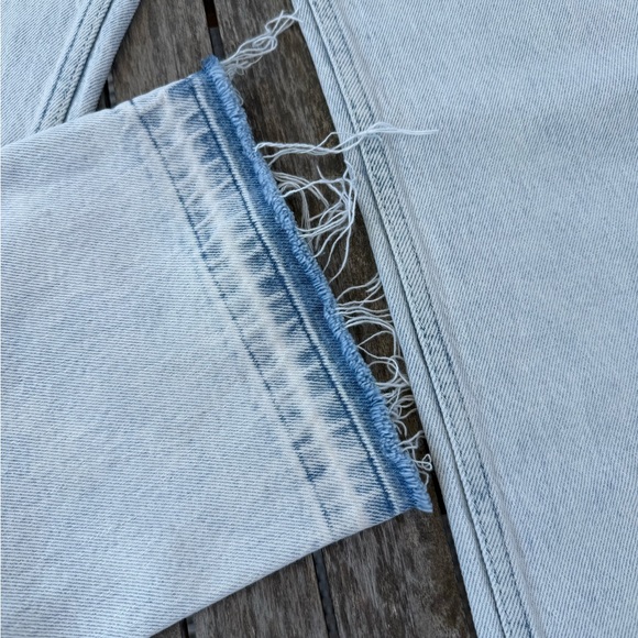 rag & bone faded blue Straight Leg Jeans with frayed hem - Picture 4 of 5